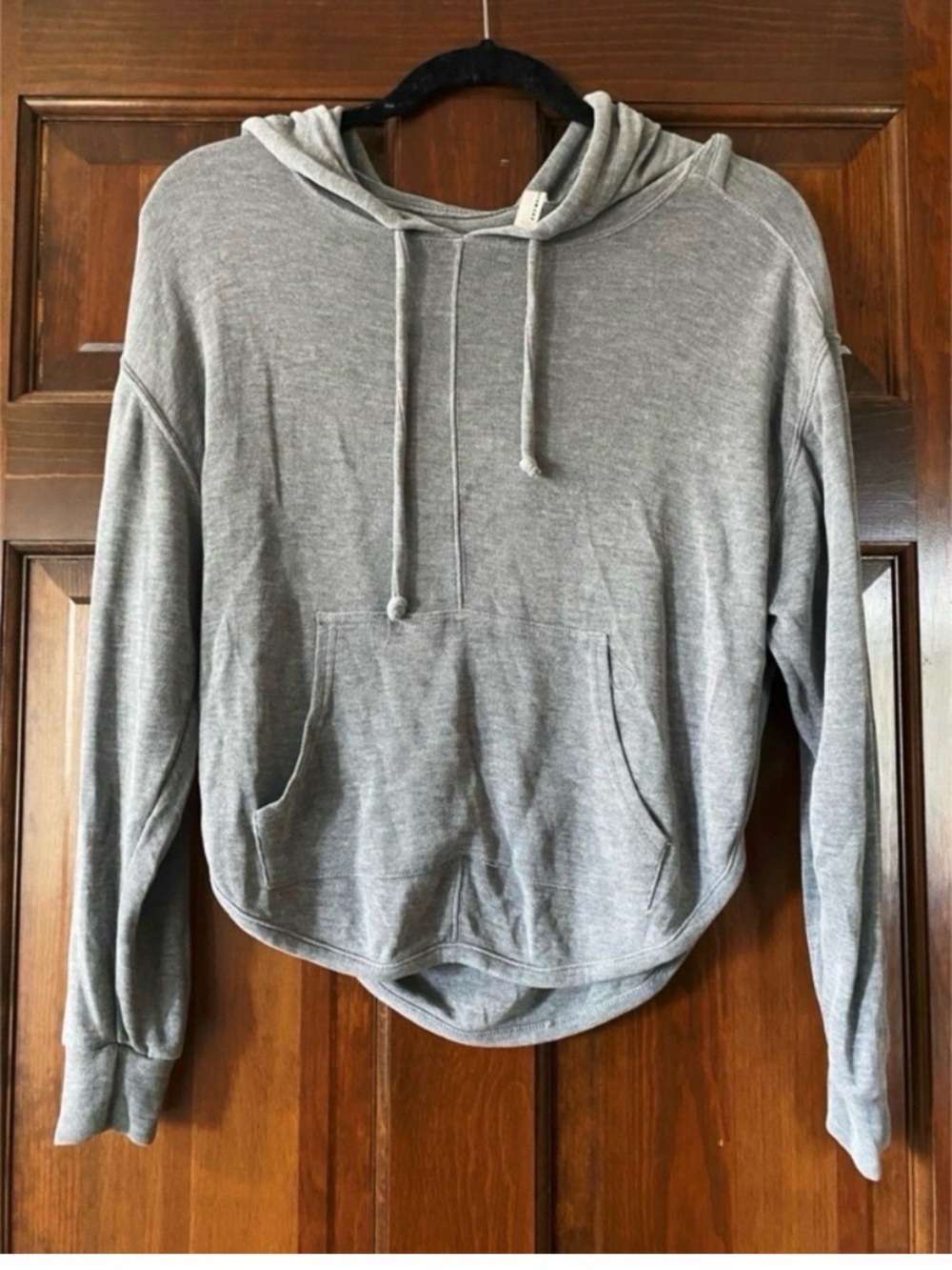 FREE PEOPLE Movement Grey Hooded Cut Out Racerback Sweatshirt Size Small - Picture 6 of 9